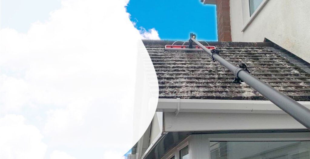 Banner image of a roof being cleaned