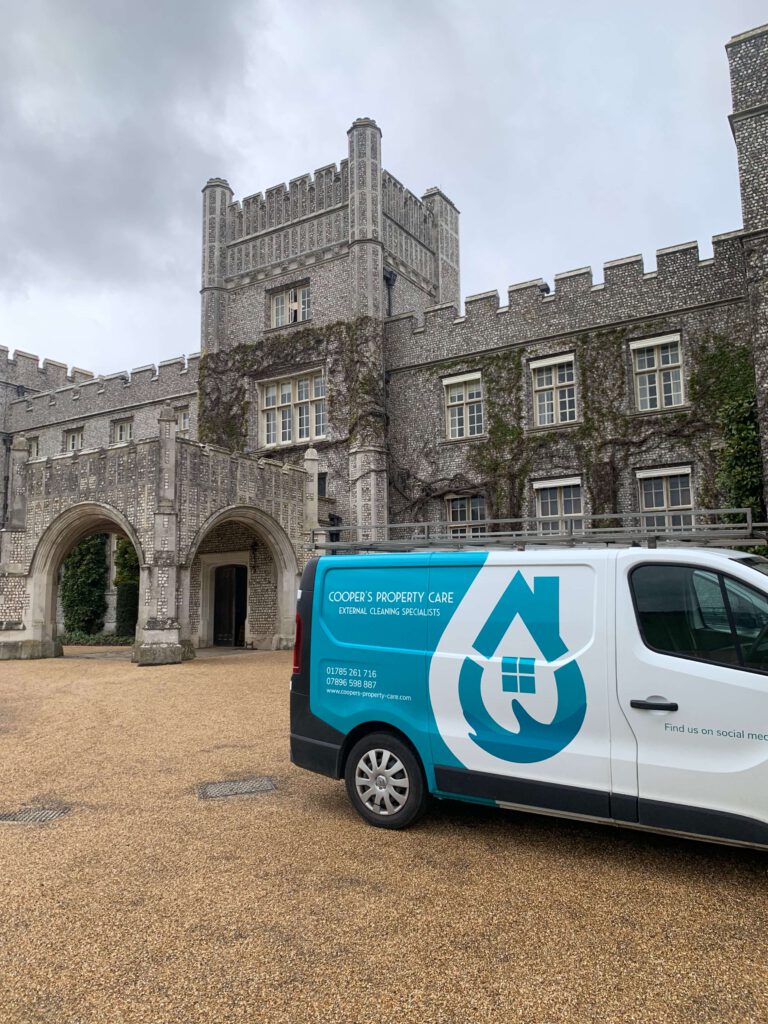 Coopers Property Care van parked outside of stately home